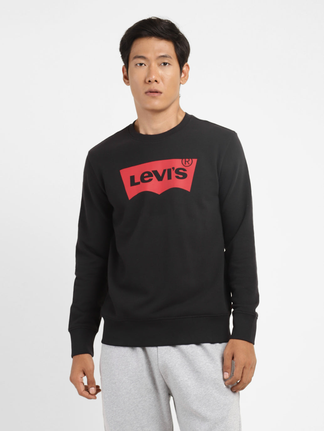 Men's Brand Logo Crew Neck Sweatshirt Black - c4a14e66-0a1e-4369-8ef4-188d453dc17d View