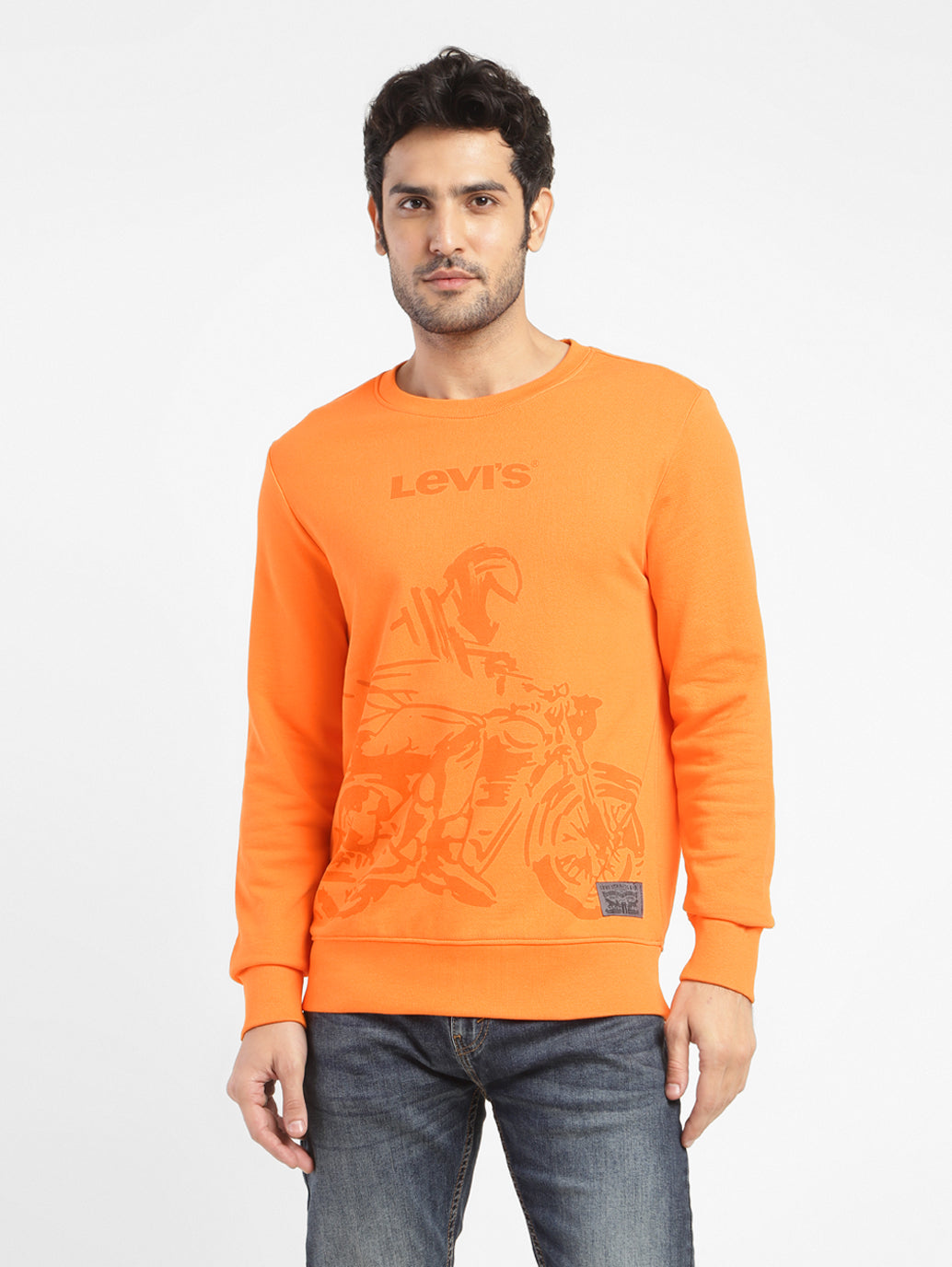 Men's Graphic Print Crew Neck Sweatshirt Orange - 17f5d42b-4f02-4f34-bfd0-2eba747f2eeb View