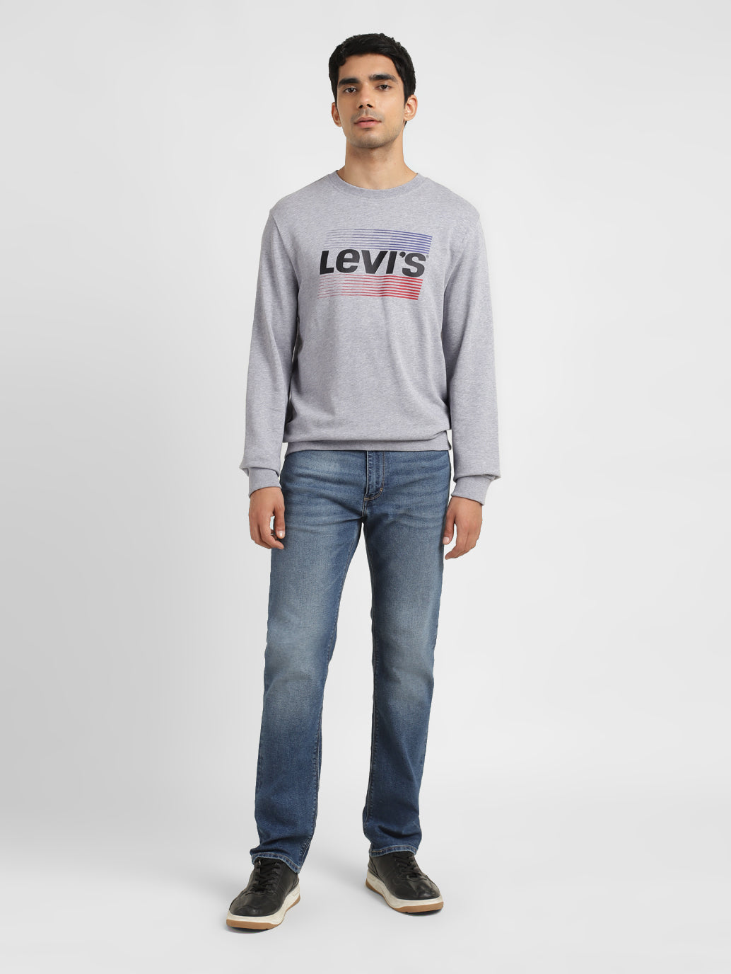 Men's Solid Grey Crew Neck Sweatshirt - 47fa7a90-1e97-4cc7-ae5c-c70ac28df928 View