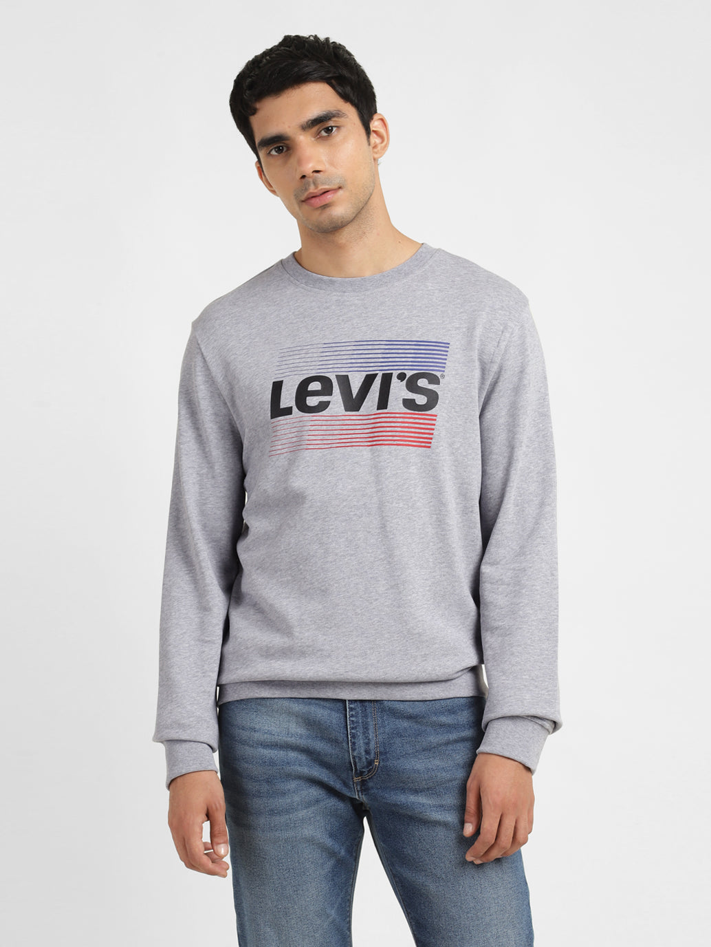 Men's Solid Grey Crew Neck Sweatshirt - 1e15f28c-e6f6-41ed-a868-8ccd67ec0652 View