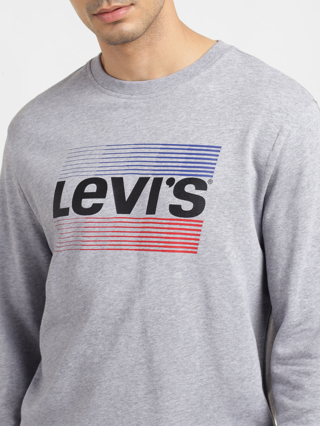 Men's Solid Grey Crew Neck Sweatshirt - 10eaa898-31a6-4ded-94a7-a676eef71649 View