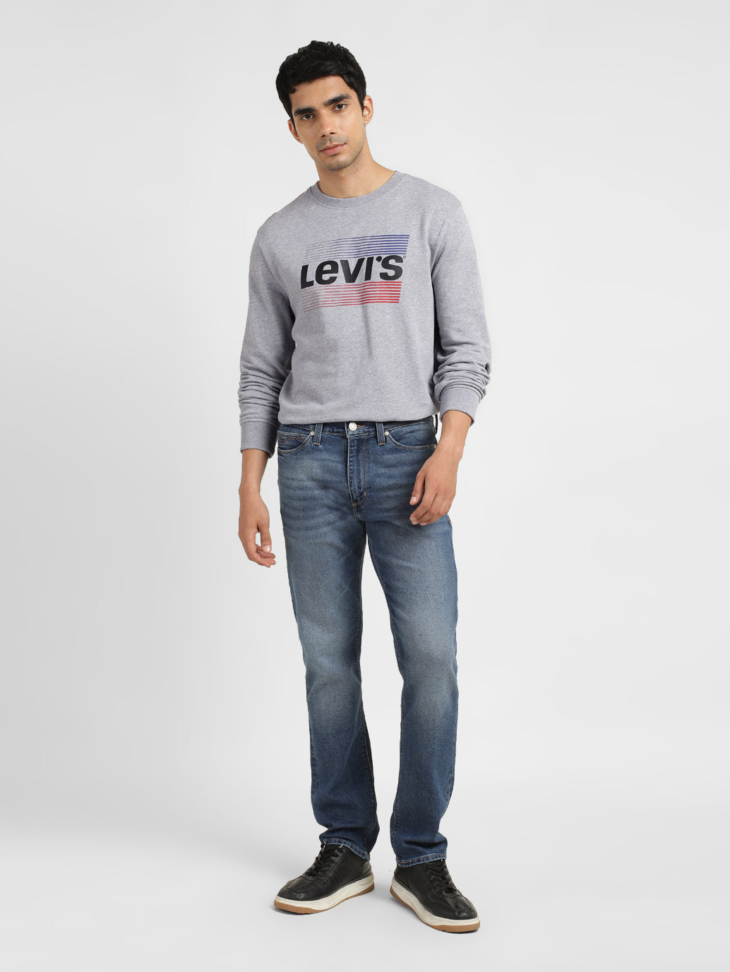 Men's Solid Grey Crew Neck Sweatshirt - 9136c48e-f75e-4f0f-aa9c-f2bf40fae53b View