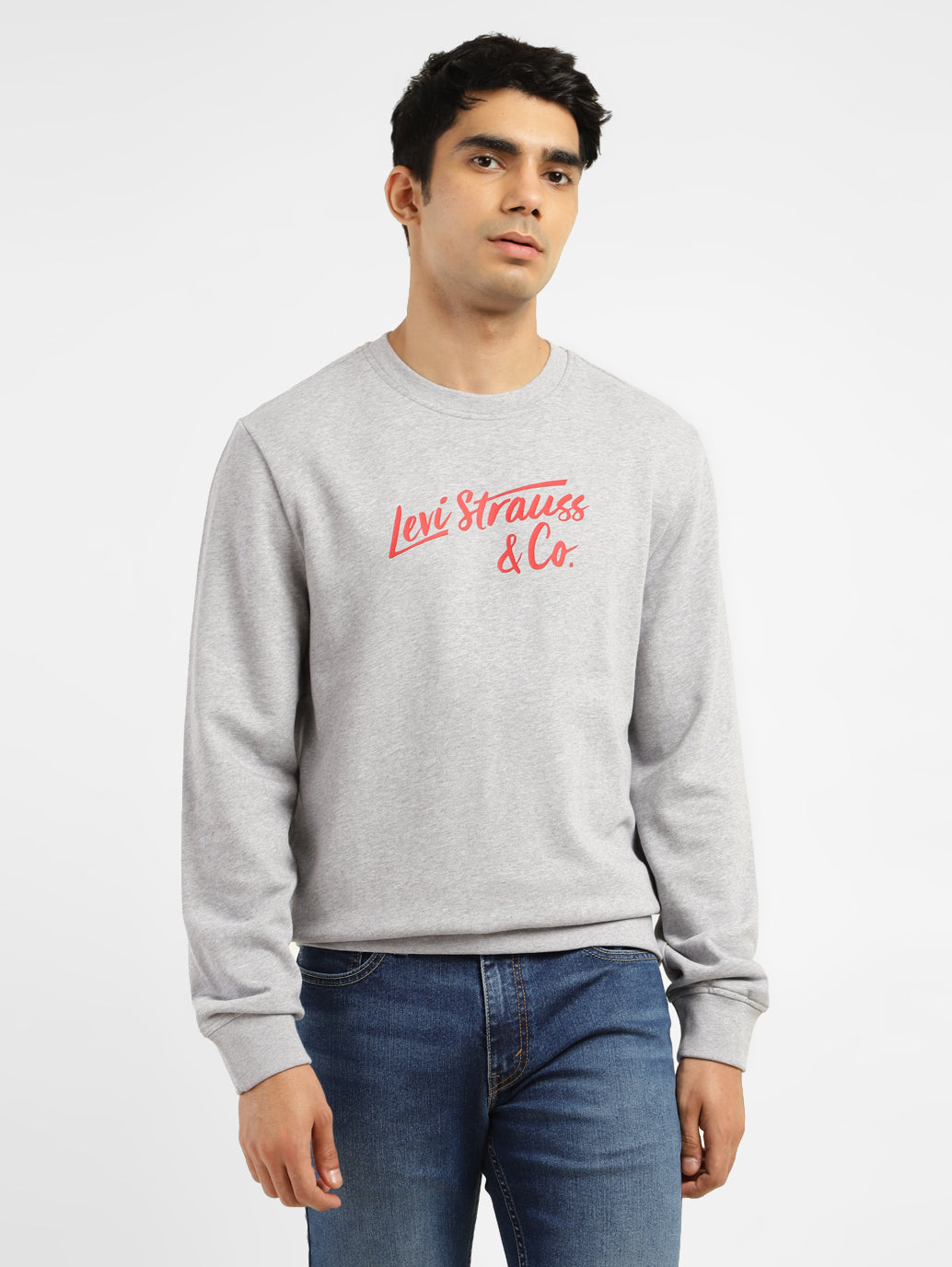 Men's Graphic Print White Crew Neck Sweatshirt - 395f3275-b701-4ddf-bb5b-ef098a469ef3 View
