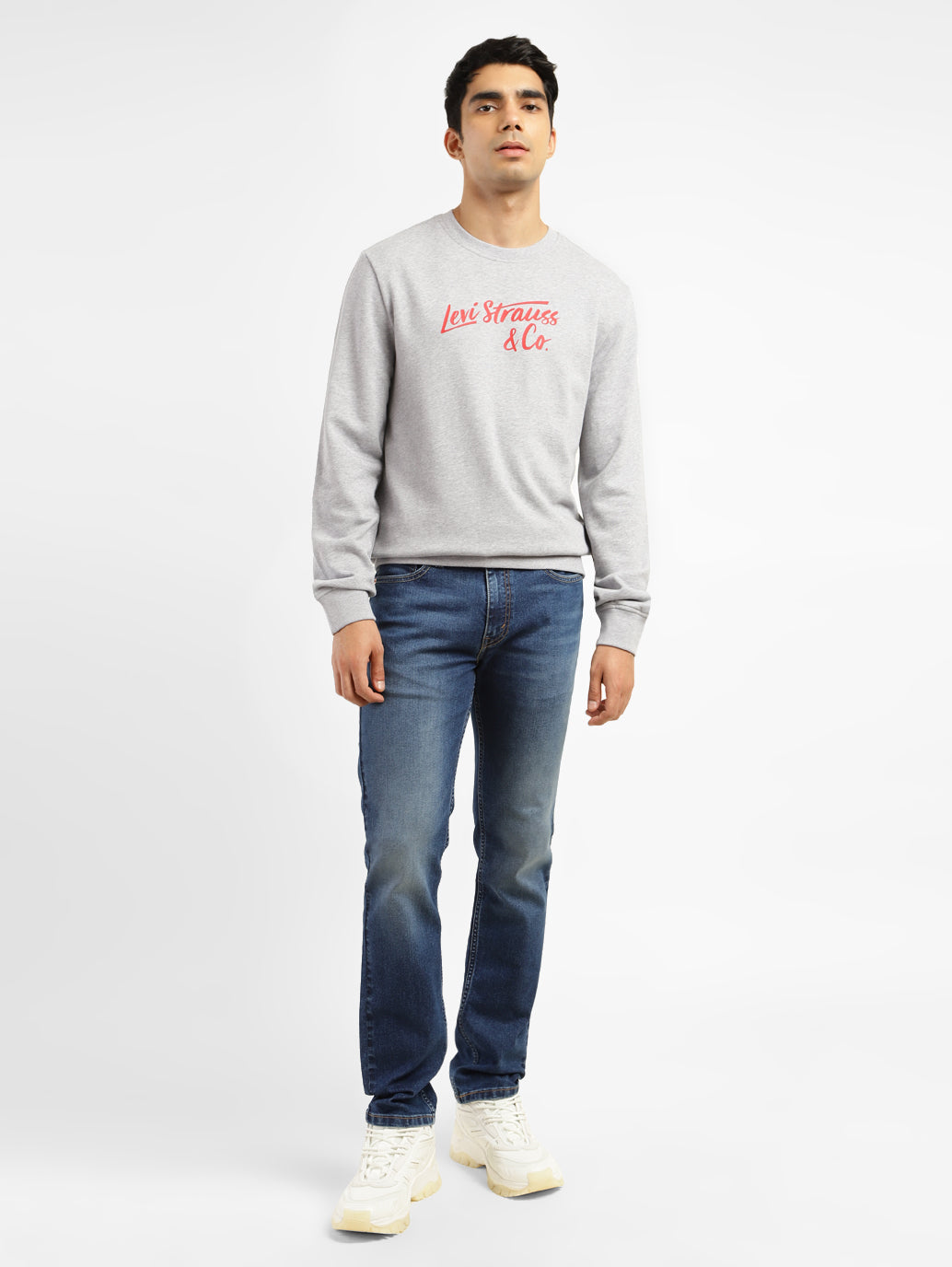 Men's Graphic Print White Crew Neck Sweatshirt - 1b0c12f1-cbf3-4bed-b99e-2e531bc2fb01 View