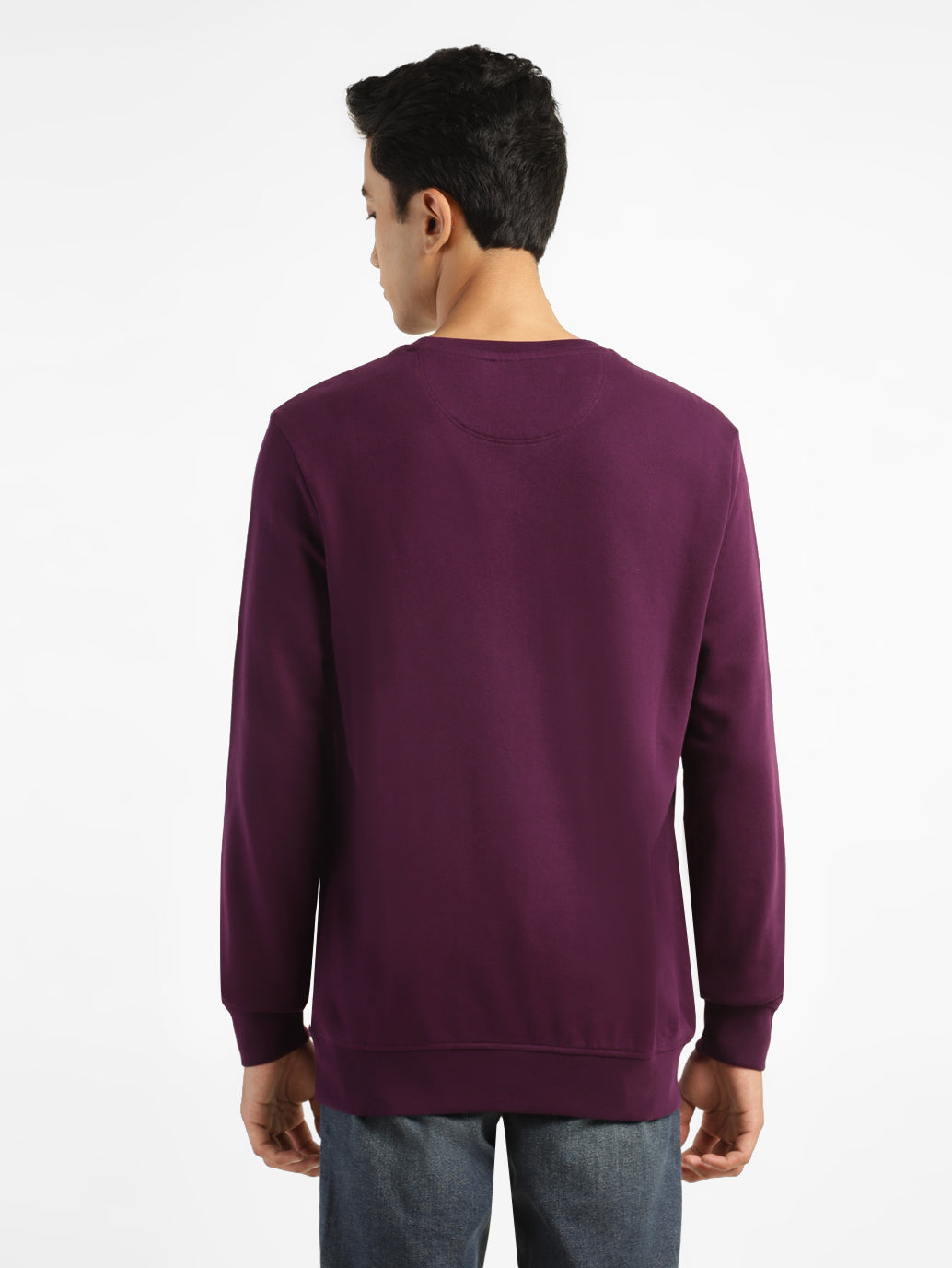 Men's Brand Logo Purple Crew Neck Sweatshirt - 6b85effe-4a71-4abd-8970-d190d7f10483 View