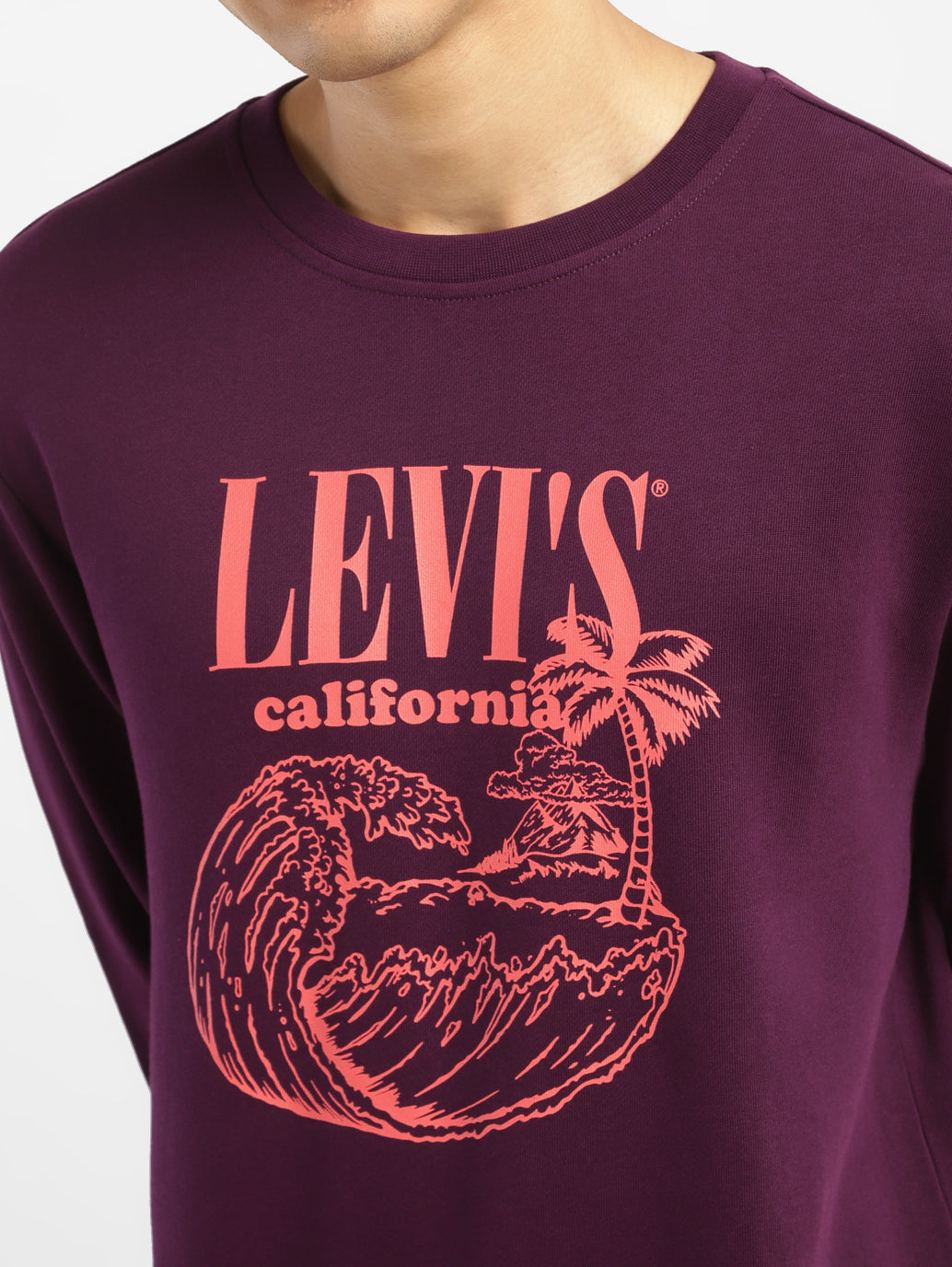 Men's Brand Logo Purple Crew Neck Sweatshirt - 6ec058fa-2f36-466a-a7b5-abc94fe28034 View