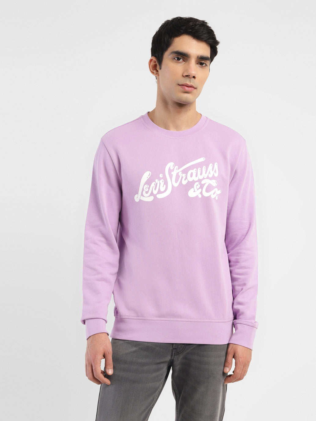 Men's Brand Logo Purple Crew Neck Sweatshirt