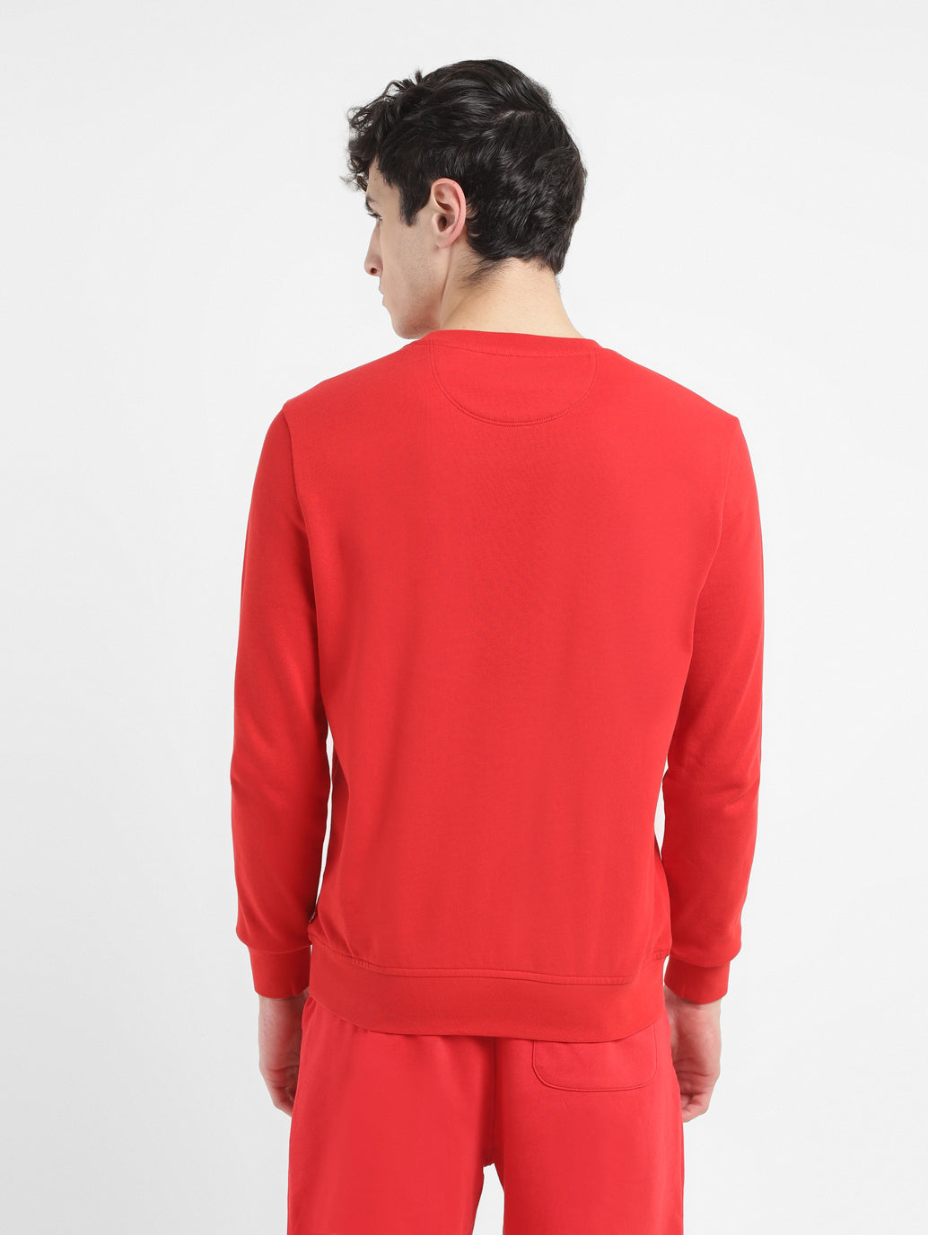 Men's Brand Logo Red Crew Neck Sweatshirt - a54ebff9-9405-4675-afb1-f8bfbbde9bde View