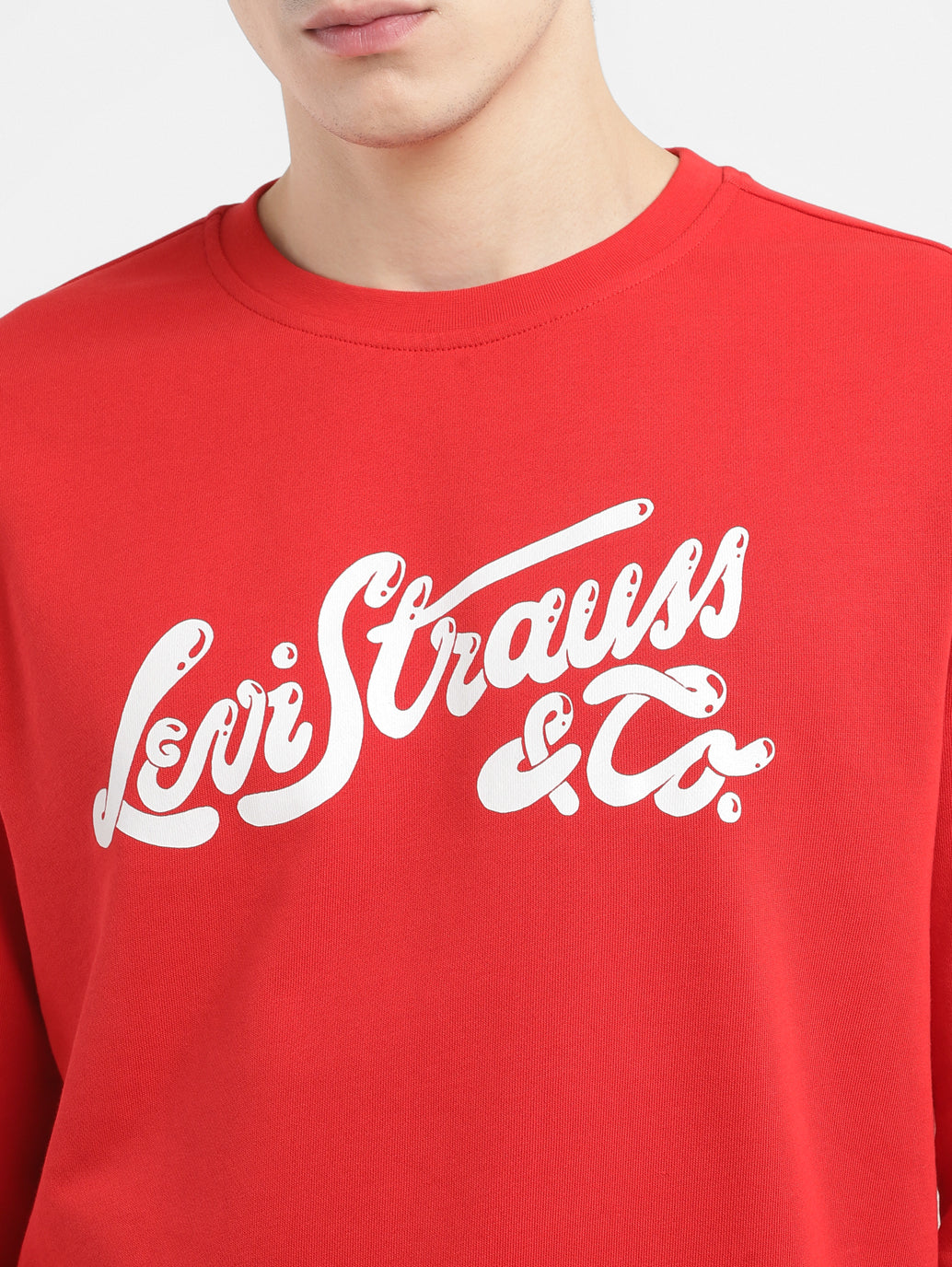 Men's Brand Logo Red Crew Neck Sweatshirt - 0542767e-e5d7-452c-9ede-77f933965bc9 View