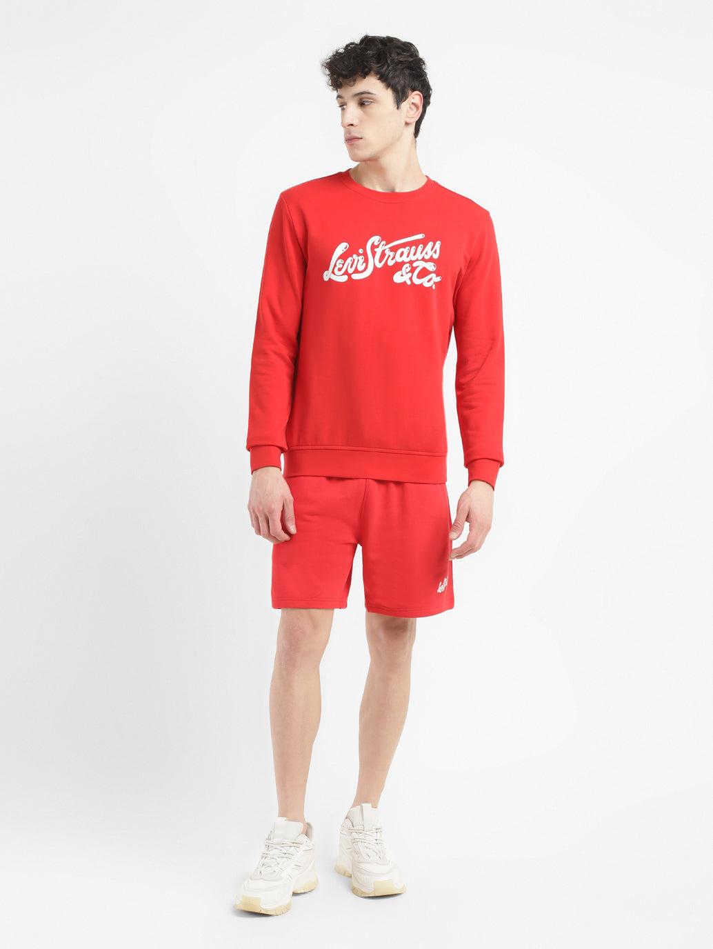 Men's Brand Logo Red Crew Neck Sweatshirt - 5ecbe847-066a-40da-9c00-08ca6b00cb69 View