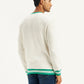Men's Solid Off-White Crew Neck Sweater - Back View