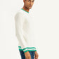 Men's Solid Off-White Crew Neck Sweater - Side View