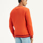 Men's Solid Orange Crew Neck Sweater - Back View