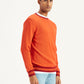Men's Solid Orange Crew Neck Sweater - Side View