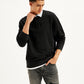 Men's Brand Logo Black Turtle Neck Sweatshirt - Styleshot View