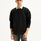 Men's Brand Logo Black Turtle Neck Sweatshirt - Front View