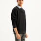 Men's Brand Logo Black Turtle Neck Sweatshirt - Side View