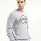 Men's Solid Grey Crew Neck Sweatshirt - Side View