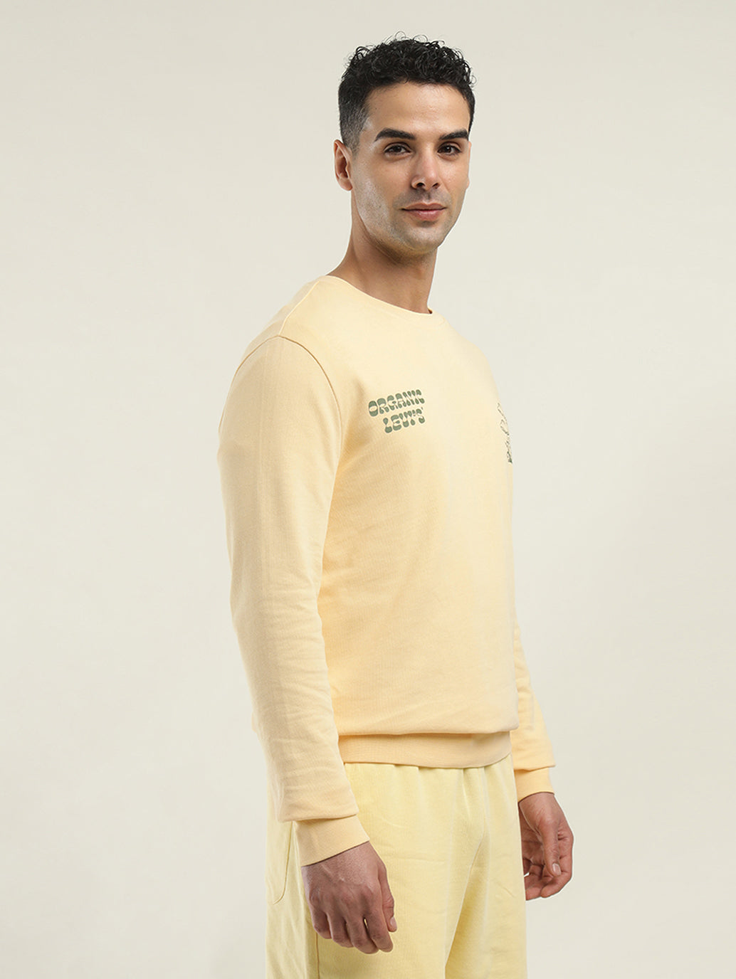 Men's Solid Crew Neck Sweatshirt - Side View