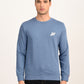 Men's Brand Logo Blue Crew Neck Sweatshirt - front View