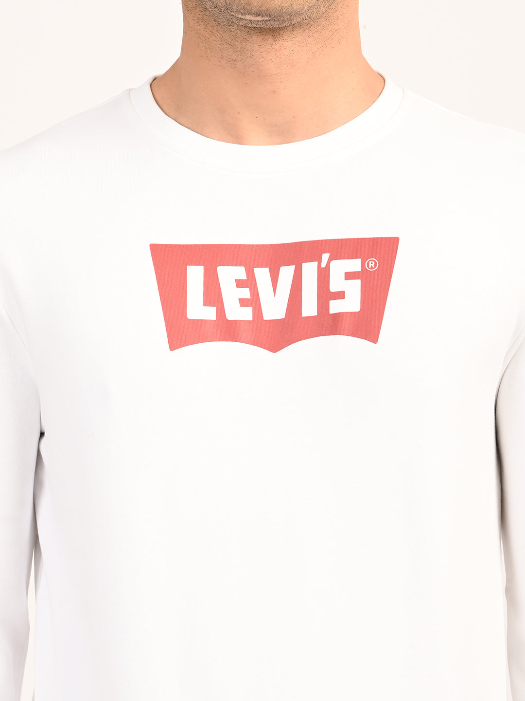 Men's Typographic Print White Slim Fit Sweatshirt - detail View