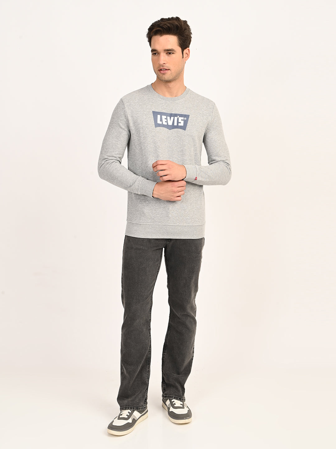 Men's Typographic Print Light Grey Slim Fit Sweatshirt - 6 View