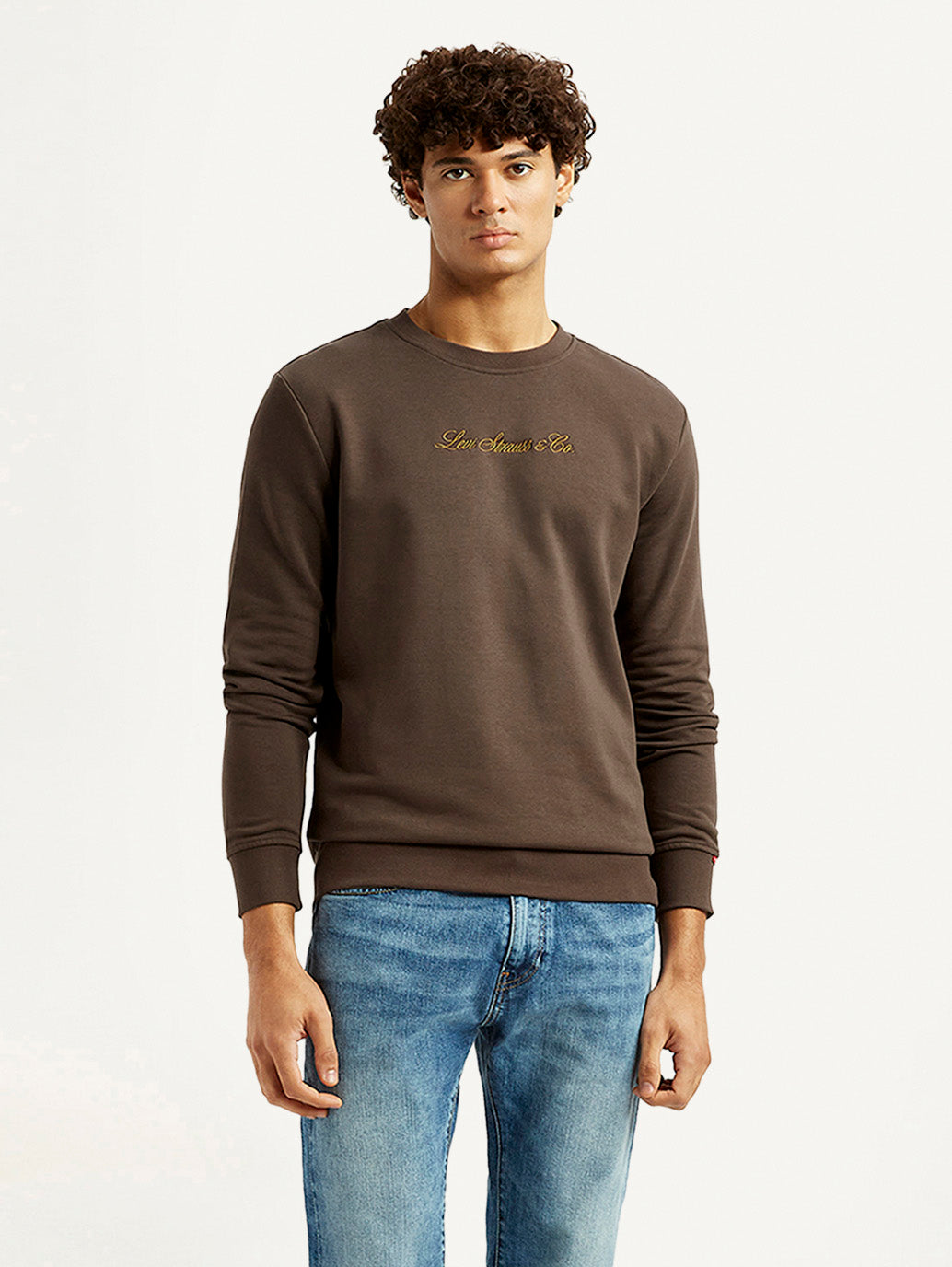 Men's Brand Logo Crew Neck Sweatshirt - Styleshot View