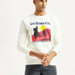 Men's Graphic Print Off White Slim Fit Sweatshirt - Front View