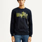 Men's Graphic Print Navy Slim Fit Sweatshirt - Front View