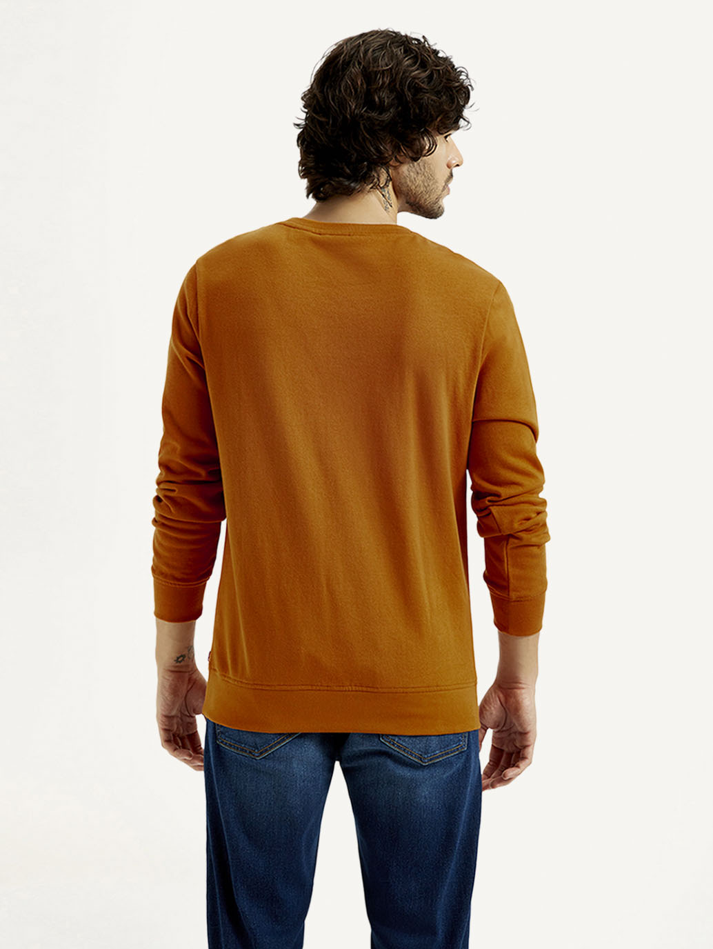 Men's Printed Round Neck Sweatshirt - Back View