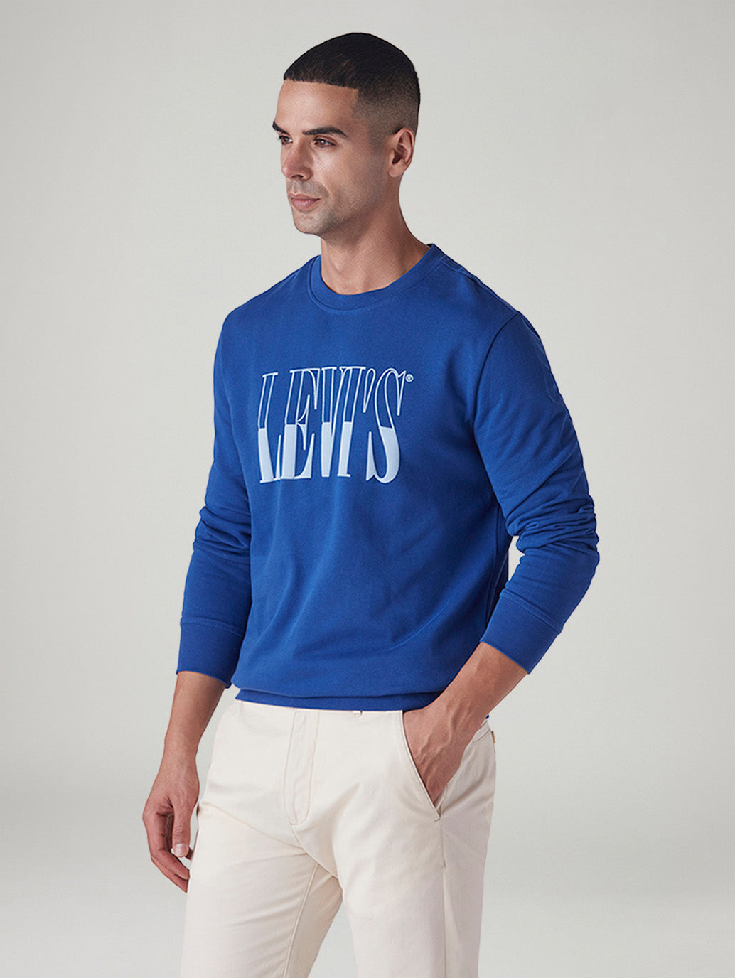 Men's Logo Printed Slim Fit Sweatshirt - Side View