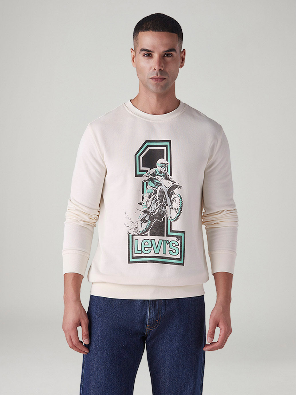 Men's Graphic Print Slim Fit Sweatshirt - Front View
