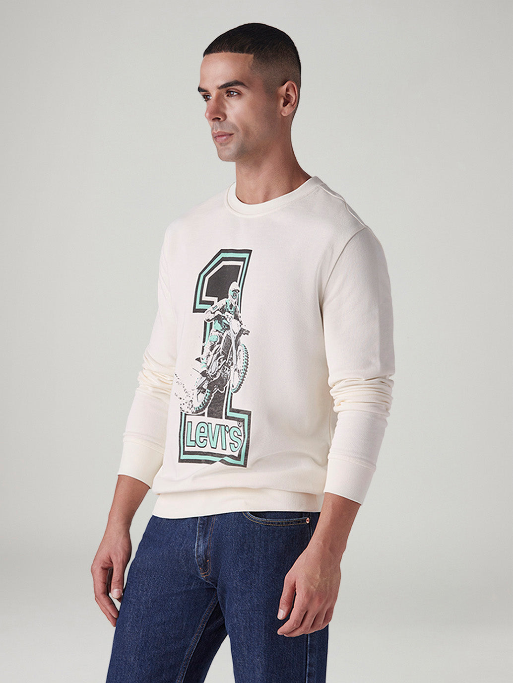 Men's Graphic Print Slim Fit Sweatshirt - Side View