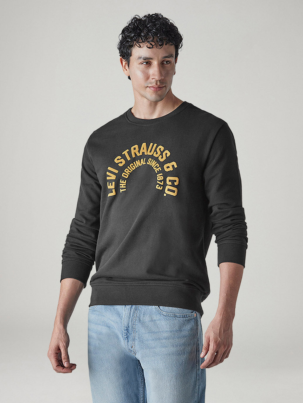 Men's Typography Printed Loose Fit Sweatshirt - Side View