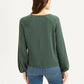 Women's Textured Dark Green V-Neck Top - 5c396e7a37e98bed70be038c9eac7941 View