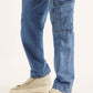 Men's Blue Straight Fit Mid Rise Cargo Jeans - 5e7b88ac6f65746735f1ce545848ea7e View