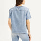 Women's Solid Light Blue Round Neck Denim Top - 6001f4628a696fac5668f737fa3309bd View