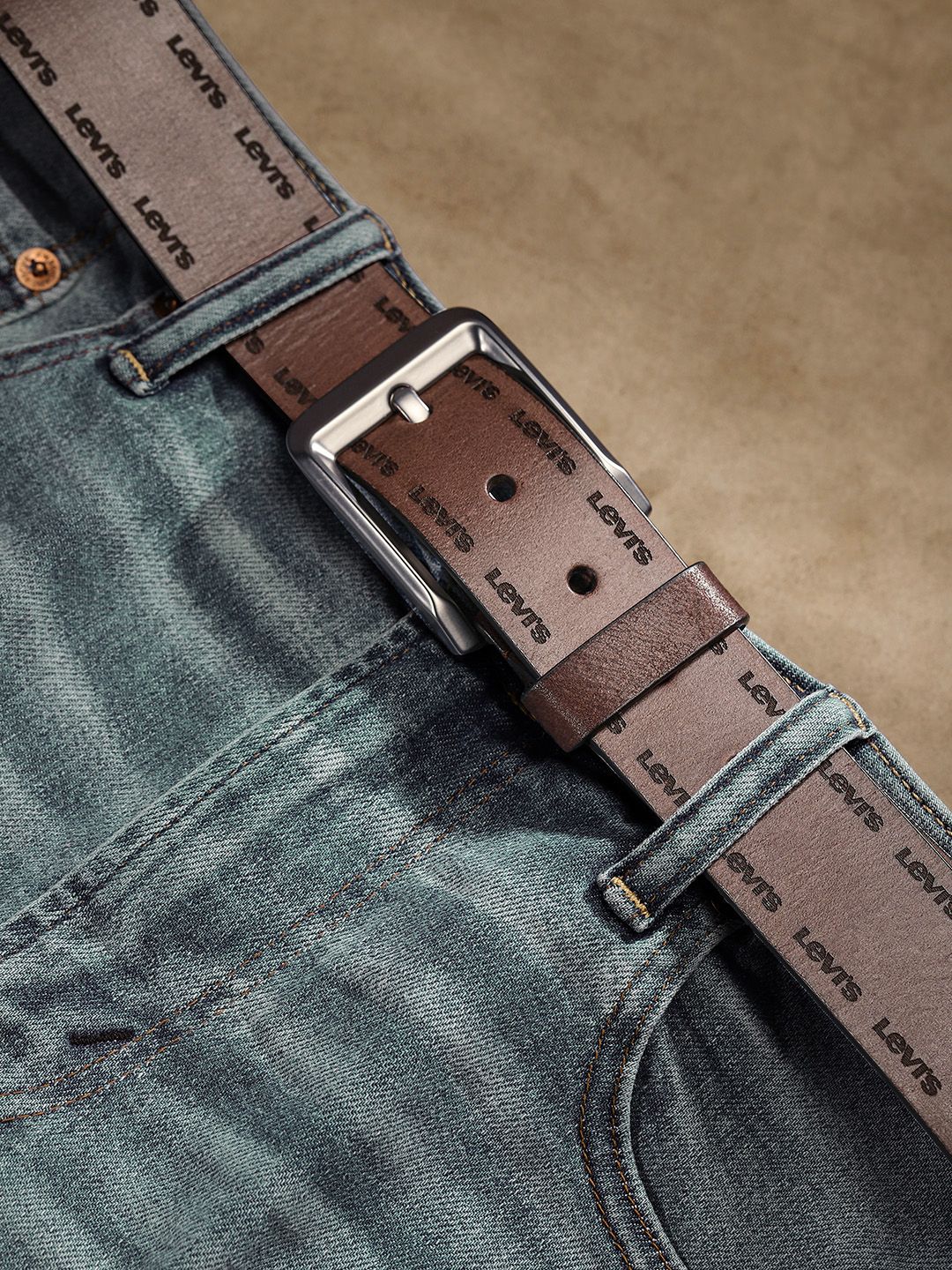 Men's Brown Textured Belt