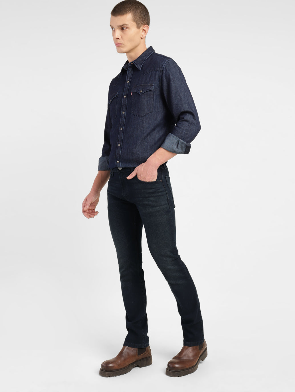 Men's 65504 Blue Skinny Fit Mid Rise Jeans - 66fc69f9-18da-4551-b3ee-9d42906f1dc5 View
