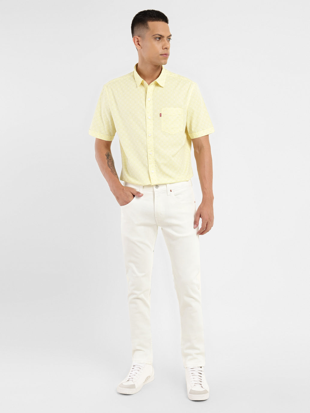 Men's 65504 White Skinny Fit Mid Rise Jeans - ebd03047-683b-4d65-979f-6fe8dd46d303 View