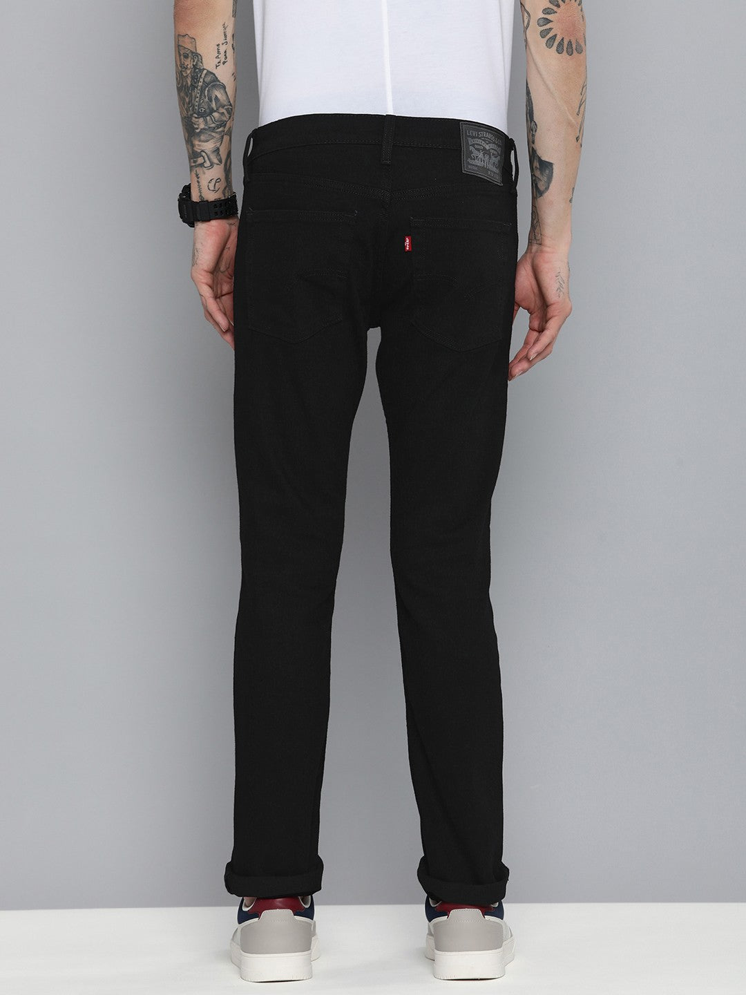 Men's 65504 Black Skinny Fit Mid Rise Jeans - 4 View