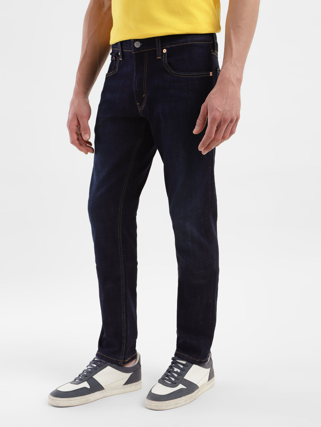 Men's 65504 Blue Skinny Fit Mid Rise Jeans - Side View