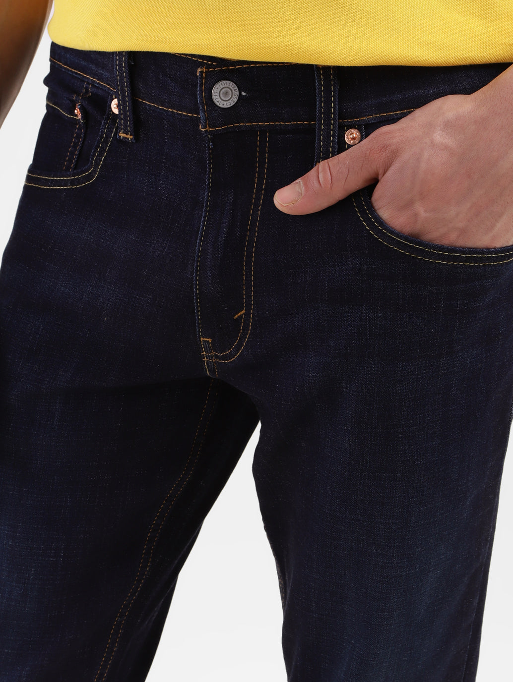 Men's 65504 Blue Skinny Fit Mid Rise Jeans - FrontDetails View