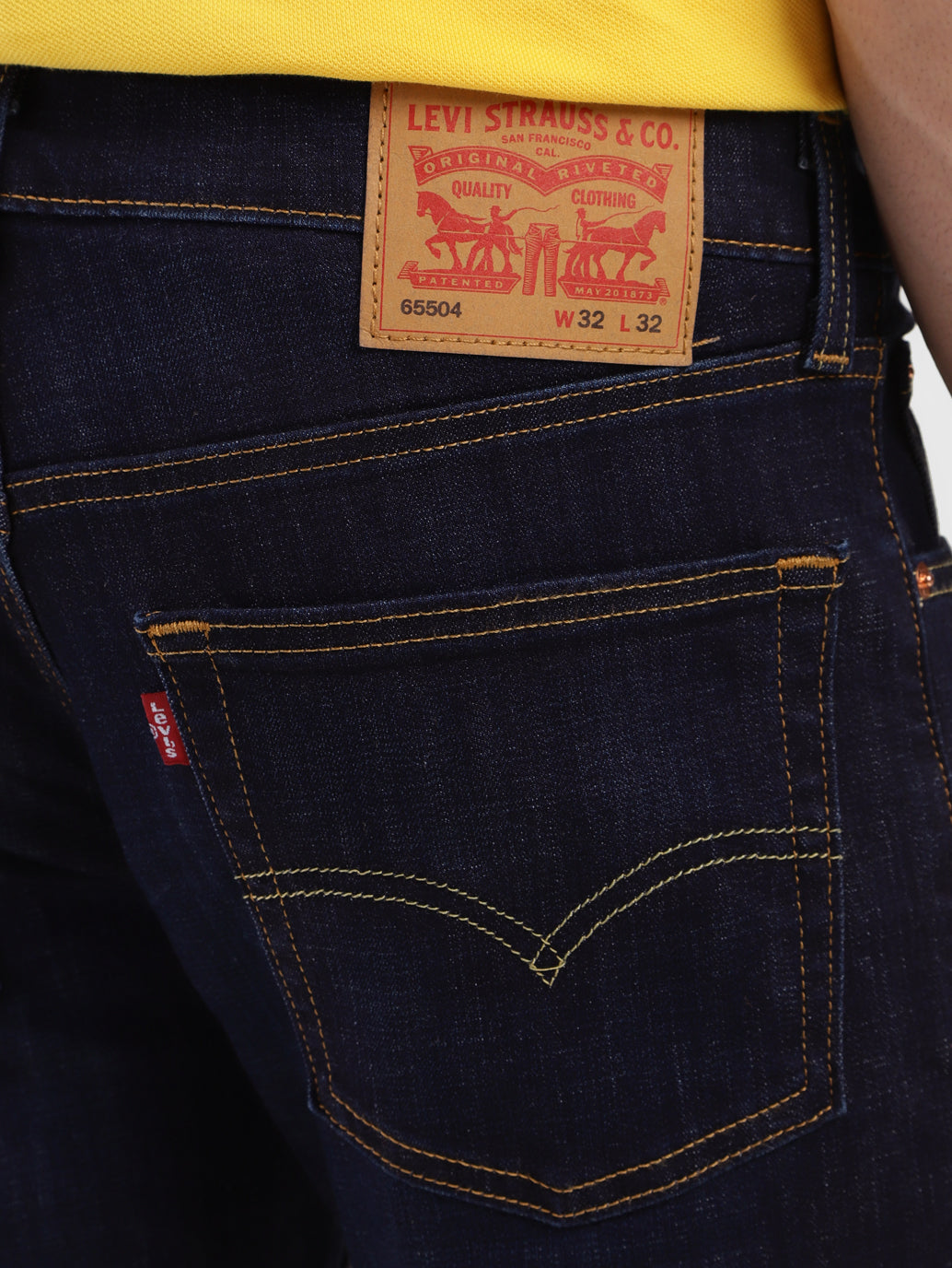 Men's 65504 Blue Skinny Fit Mid Rise Jeans - BackDetails View