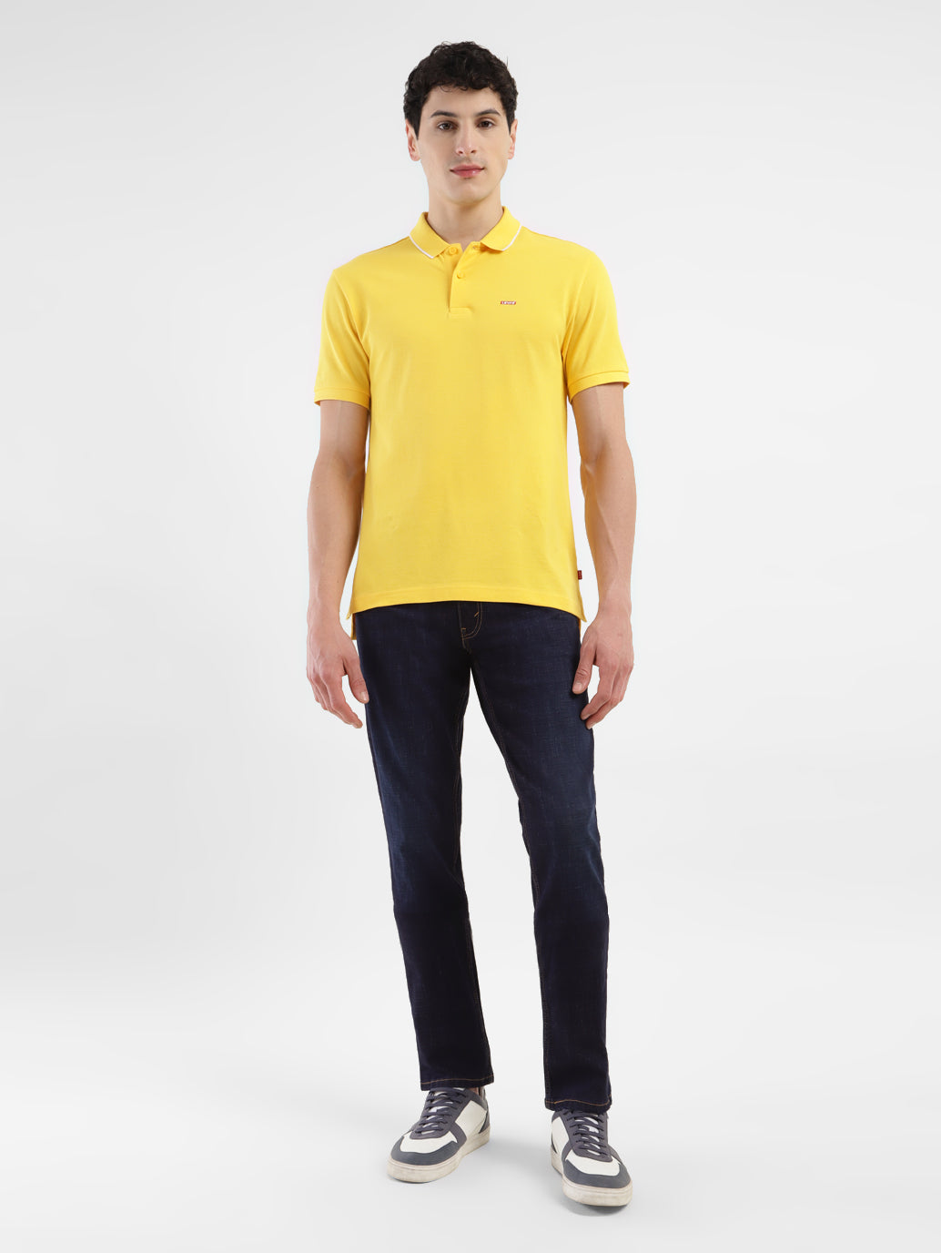 Men's 65504 Blue Skinny Fit Mid Rise Jeans - ModelFront View