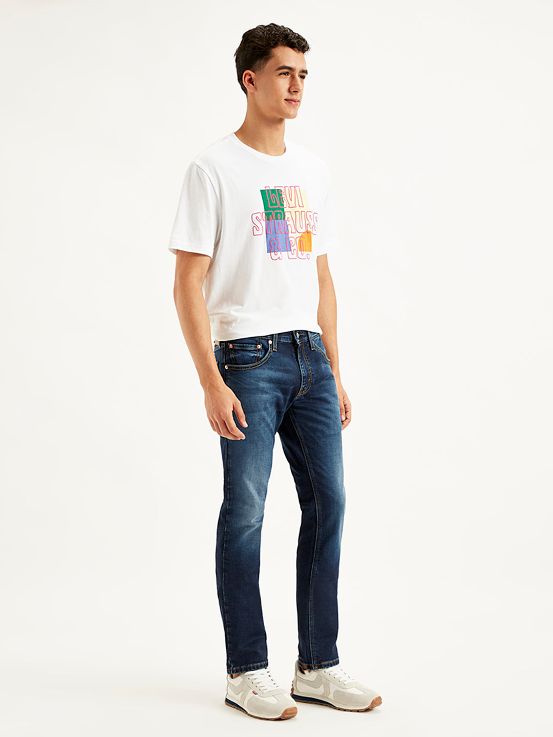 Men's 65504 Blue Skinny Fit Mid Rise Jeans - Side View