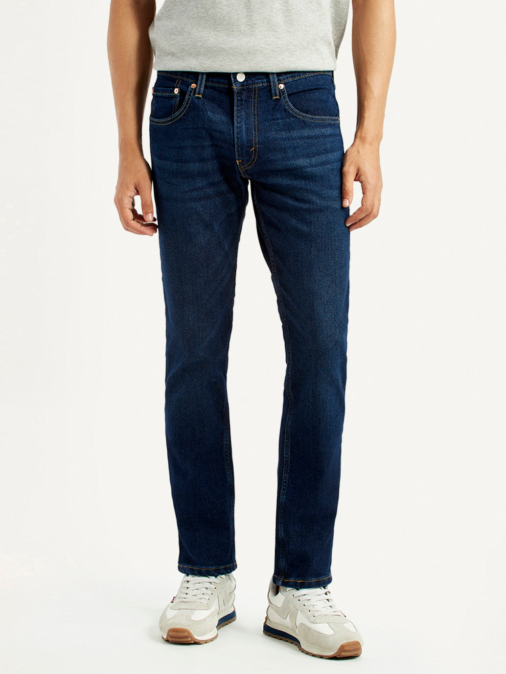 Men's 65504 Dark Blue Skinny Fit Mid Rise Jeans - Front View