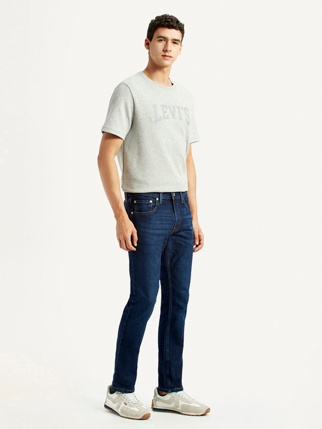 Men's 65504 Dark Blue Skinny Fit Mid Rise Jeans - Side View