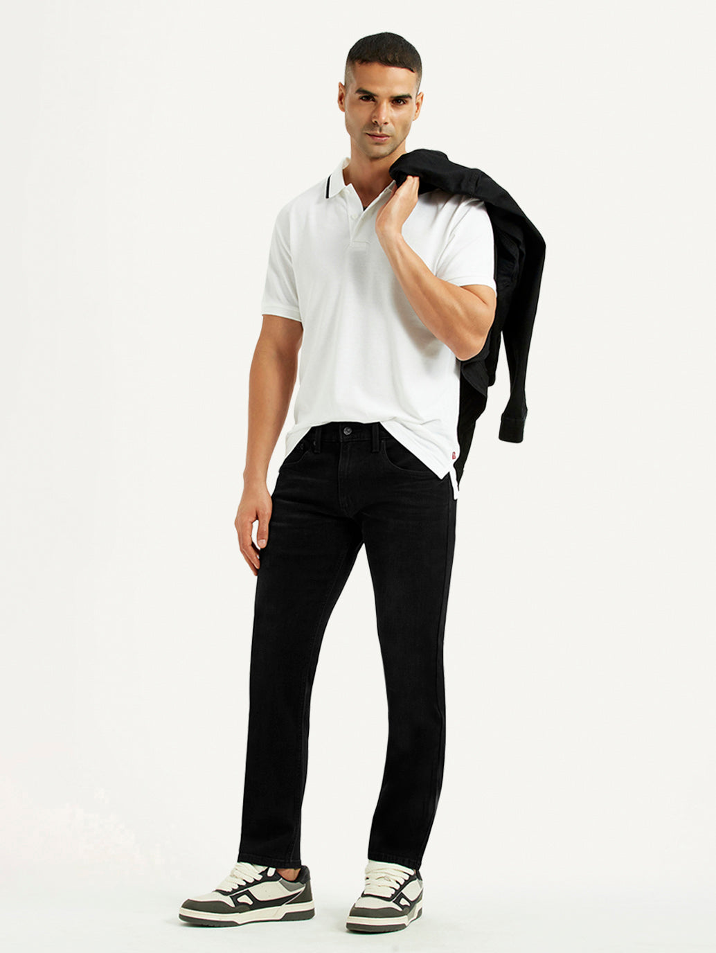 Men's 65504 Black Skinny Fit Mid Rise Jeans