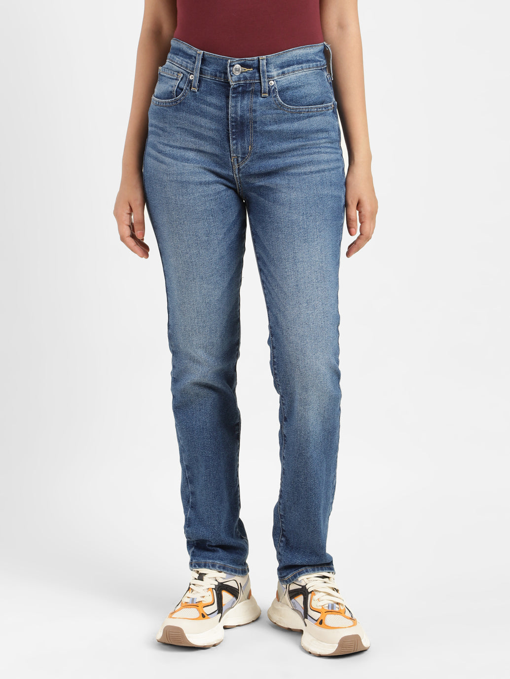 Women's 724 Blue Straight Fit High Rise Jeans - b705e86d-ec68-4433-99bc-156df0e62bbe View